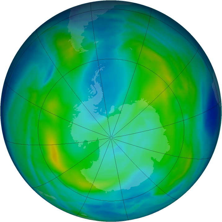 Antarctic ozone map for 01 June 2006